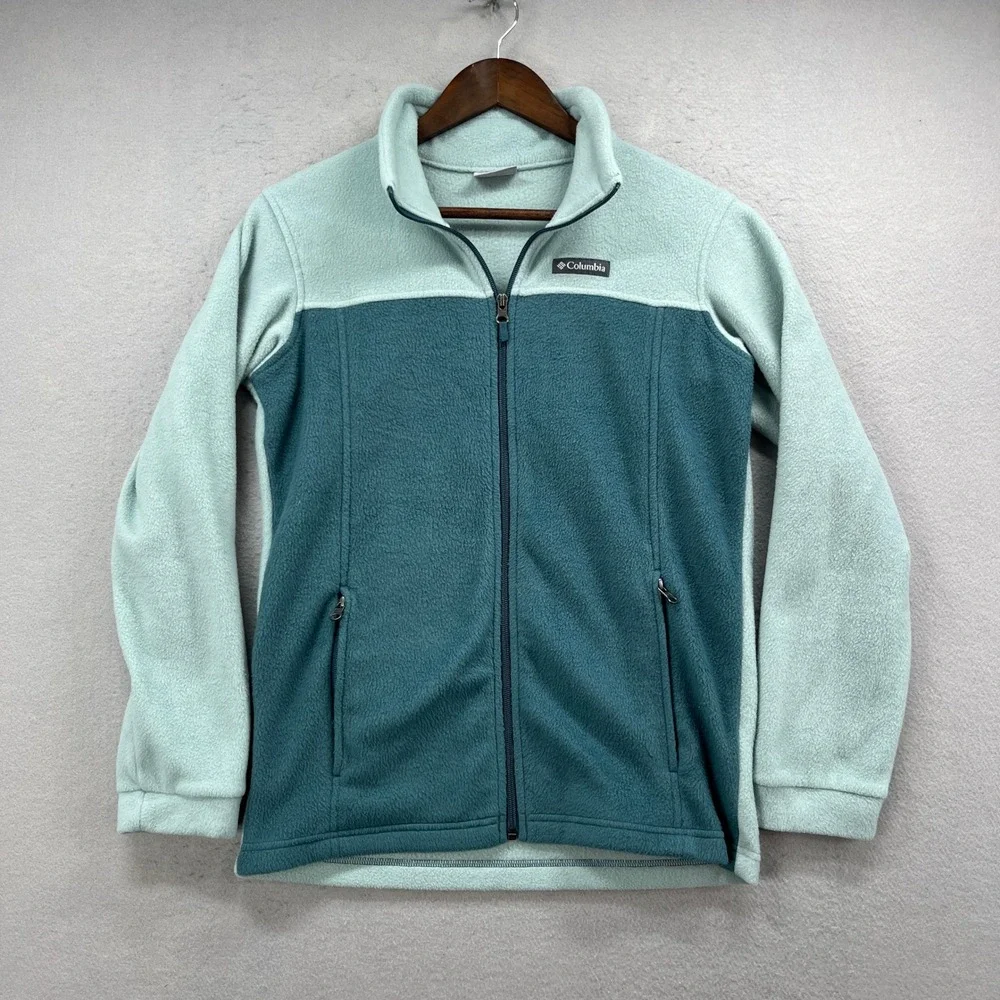 Columbia Benton Springs Girl L Teal Mint Fleece Full Zip Jacket Outdoor Coat